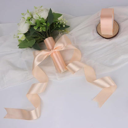 Naked Pink Solid Satin Ribbon 1-1/2 Inch 25 Yards Solid Polyester Fabric Ribbon - Image 6