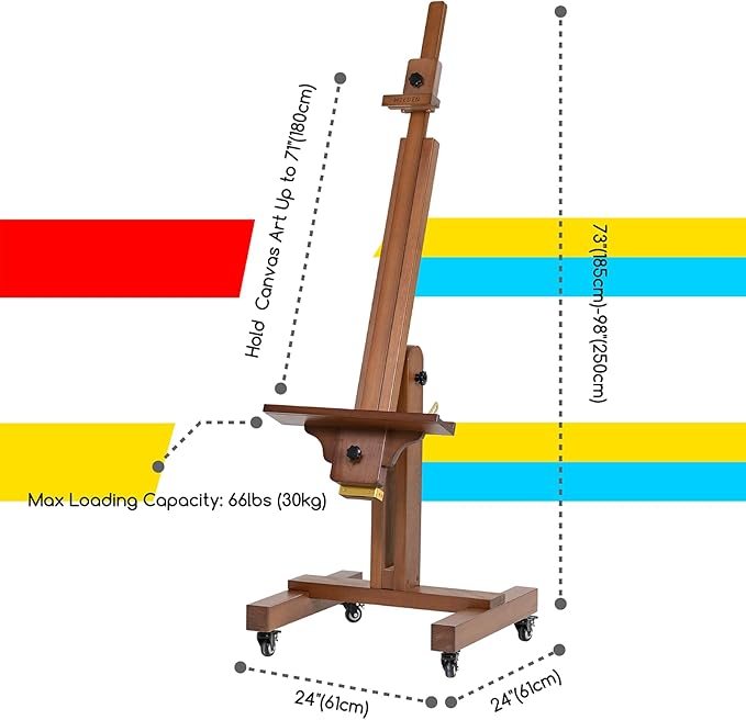 MEEDEN Extra Large Painting Easel: Solid Beech Wood Artist Studio Easel - Image 2