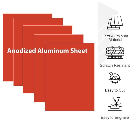 10Pcs Red Anodized Aluminum Sheet 5" x 7" x 1/32" Corrosion-Resistant Metal - Image 3
