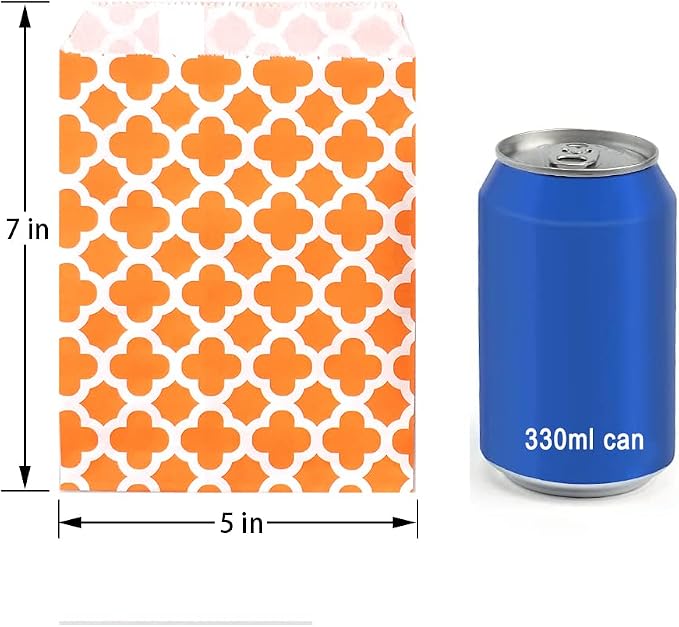 KEYYOOMY 200 Pcs Orange Candy Buffet Bags Small Cookie Bags Polka Dot Paper - Image 2