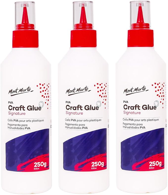 Mont Marte PVA Glue Craft Glue, Fine Tip 250g-3 Pack by MontMarte