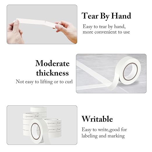 WANBAO Masking Tape Masking Tape Bulk 0.7 inch 55 Yards 3 Rolls - Image 4