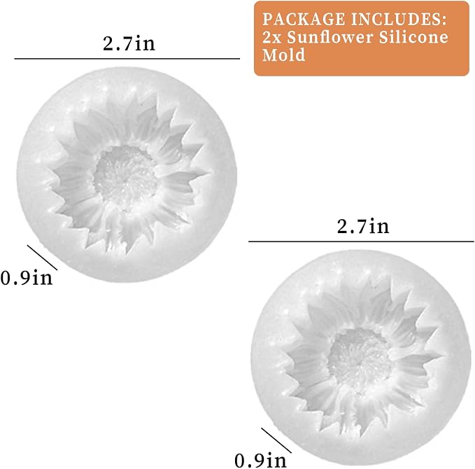 Wehous 2PCS Sunflower Candle Mold Unique Flower Silicone Fondant Chocolate Cake - Image 3