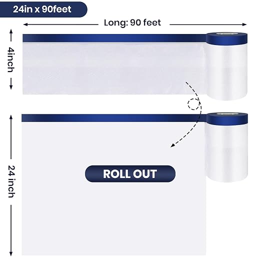 ADHES Painters Plastic with Tape, 24 inch x 90 feet x 3 Rolls Painters Tape - Image 6