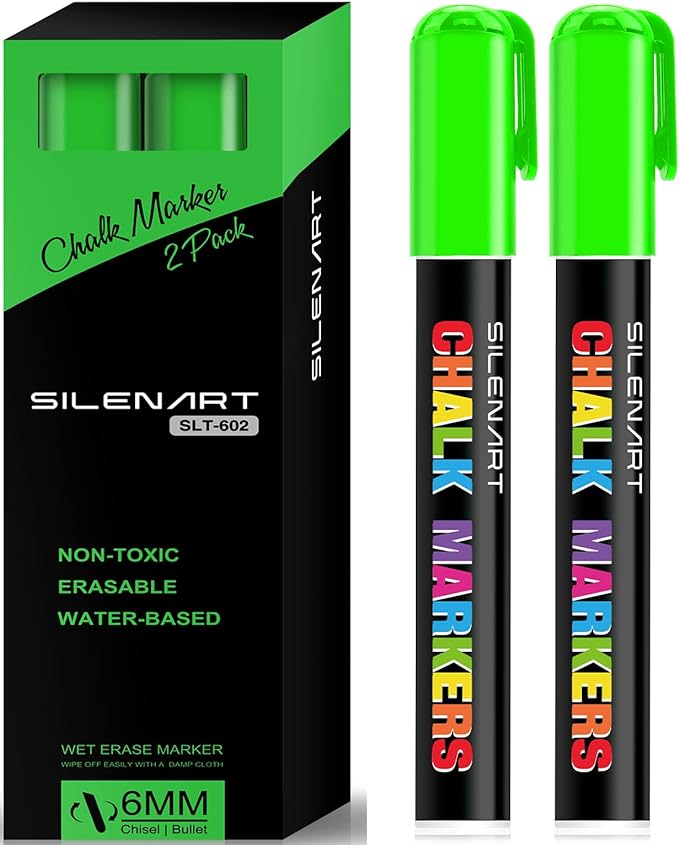 Green Chalk Markers 2 Pack by SILENART-THEARTOFSILENCE