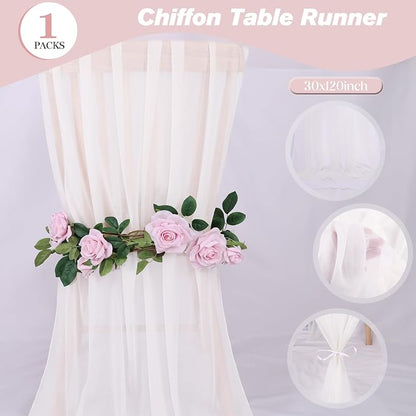 10ft White Chiffon Table Runner 30 x 120 Inches Romantic Sheer Table Runners - Image 3