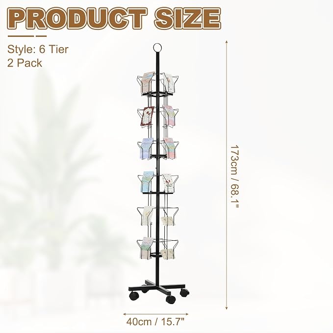 PATIKIL 2Pack 6 Tier Rotating Greeting Card Rack, Metal Spinning Greeting Card - Image 2