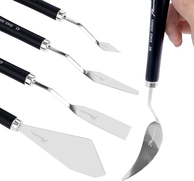 PHOENIX High Flexible Palette Knife Set, 5 Pieces Stainless Steel Painting - Image 2