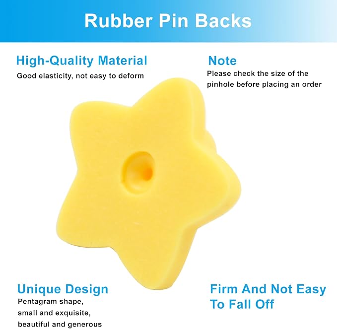 100 Pack Star Shape Rubber Pin Backs, Lapel Pin Backing Locking Pin Keepers - Image 5