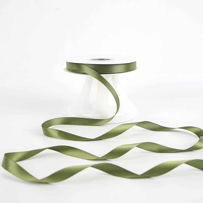 HUIHUANG Moss Green Satin Ribbon 1/2 inch X 50 Yards Continuous, DIY Crafts - Image 8