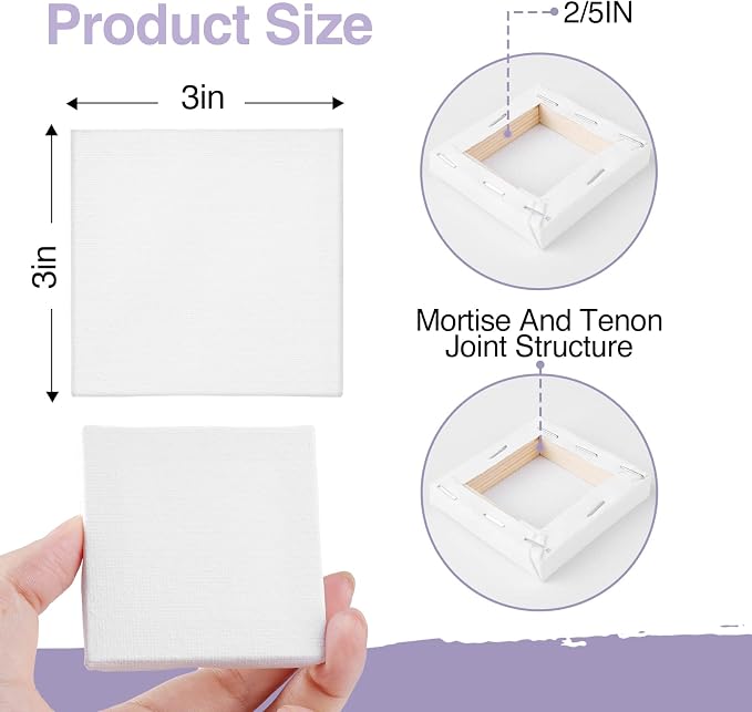 ESRICH Mini Canvases for Painting, Canvas in Bulk 32Pack, 2/5In Profile Small - Image 2