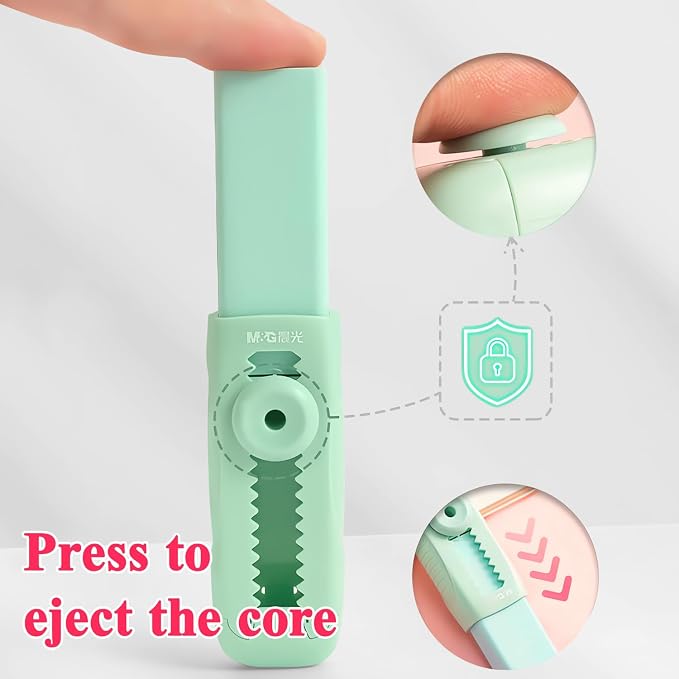 M&G 4+1 Pack Rubber Erasers Sliding Retractable Eraser, Soft Cute Erasers Push - Image 4