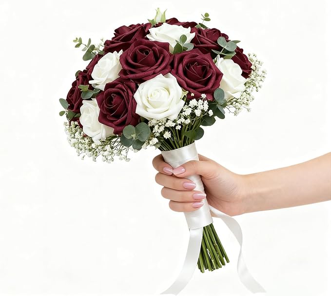 Artificial Flowers Foam Fake Roses 25pcs Dark Red Roses - Image 5