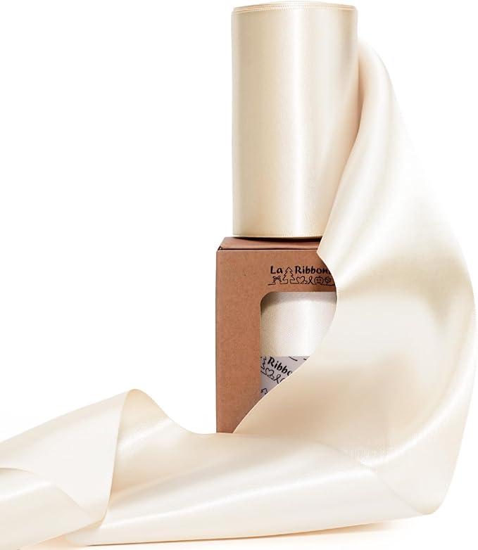 LaRibbons Nude Satin Ribbon 4 Inch 10 Yards Double Faced Luxury Nude Silk Ribbon by LaRibbons