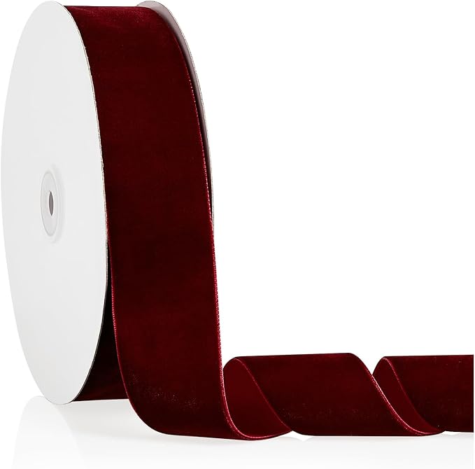 1.5" X 20 Yards Burgundy Velvet Ribbon by Bomybaw