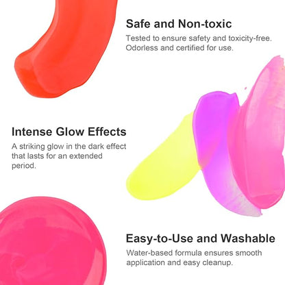 AUREUO Glow in the Dark Acrylic Paint, 8 Colors x 2 Fl Oz / 60ml Neon UV Black - Image 6