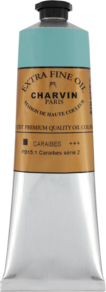 Charvin Extra Fine Oil Paint, Caribbean Blue 150 ml - Image 2