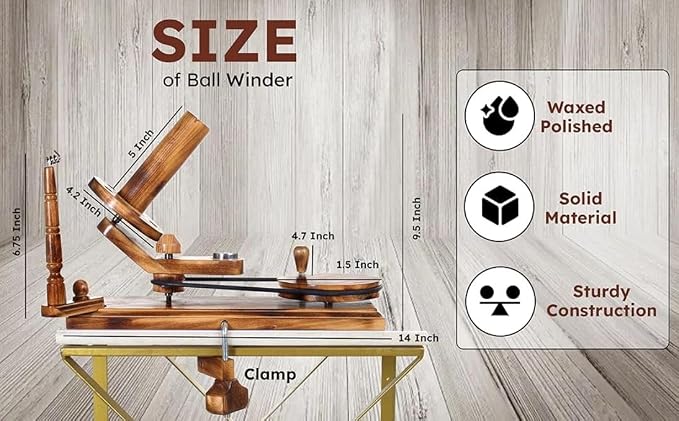 Handmade Wooden Yarn Ball Winder & Table Top Swift - Image 9