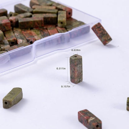 Natural Unakite Rectangle Tube Beads 4x13mm 38cm/str Loose Semi Gemstone Stone - Image 3