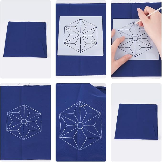 FREEBLOSS 12Pcs Sashiko Stencils Sashiko Embroidery PET Template Drawing Line - Image 4