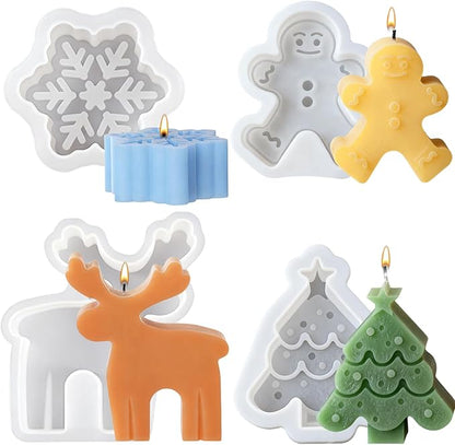 4 Pack Christmas Candle Molds, Moldes para Velas De Navidad Resin Christmas by ZPARNO