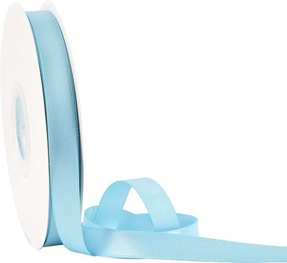 HUIHUANG Blue Satin Ribbon 1/2 inch X 50 Yards Continuous, Baby Blue - Image 8
