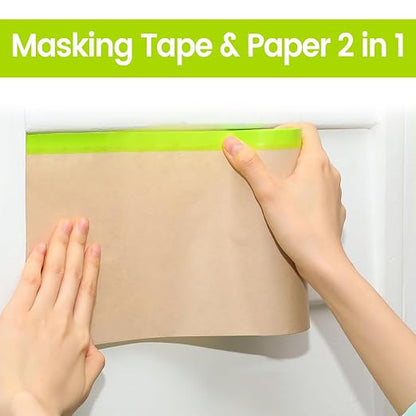 ADHES Pre-Taped Masking Paper for Painting, 3 Rolls 12 Inch x 50 Feet Tape and - Image 3
