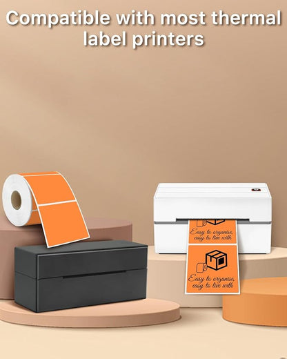 iEager Orange Square Thermal Label Stickers, 500 Sheets/Roll - Image 5