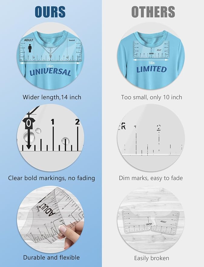 Vowlove T-Shirt Ruler Guide Alignment Tool to Center Designs, All Size Tshirt - Image 5