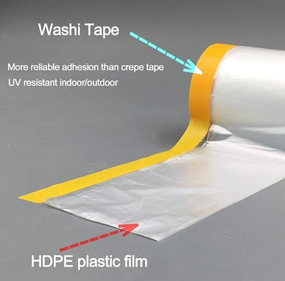 Pre-Taped Masking Film Film and Masking Tape in one Plastic Tape and Drape Roll - Image 2