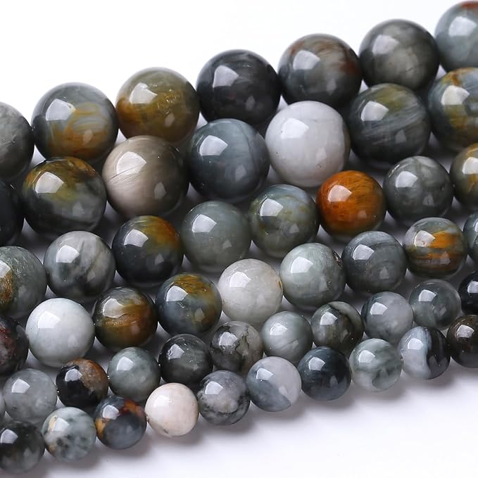48PCS 8MM Hawk Eye Stone Beads Energy Healing Beads by JIANJING