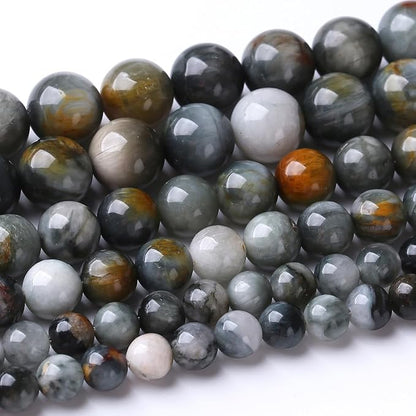 48PCS 8MM Hawk Eye Stone Beads Energy Healing Beads by JIANJING