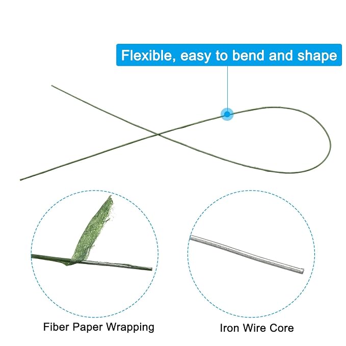 PATIKIL 24 Gauge 16" Floral Stem Wire, Dark Green - Image 3