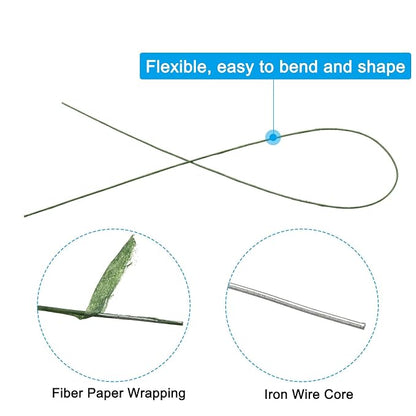 PATIKIL 24 Gauge 16" Floral Stem Wire, Dark Green - Image 3
