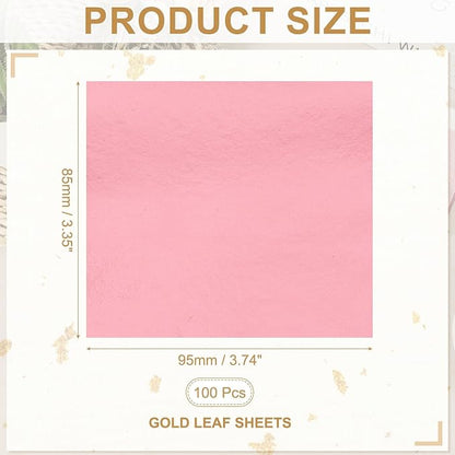 PATIKIL Gold Leaf Sheets for Art 3.7" x 3.4", Light Pink - Image 2