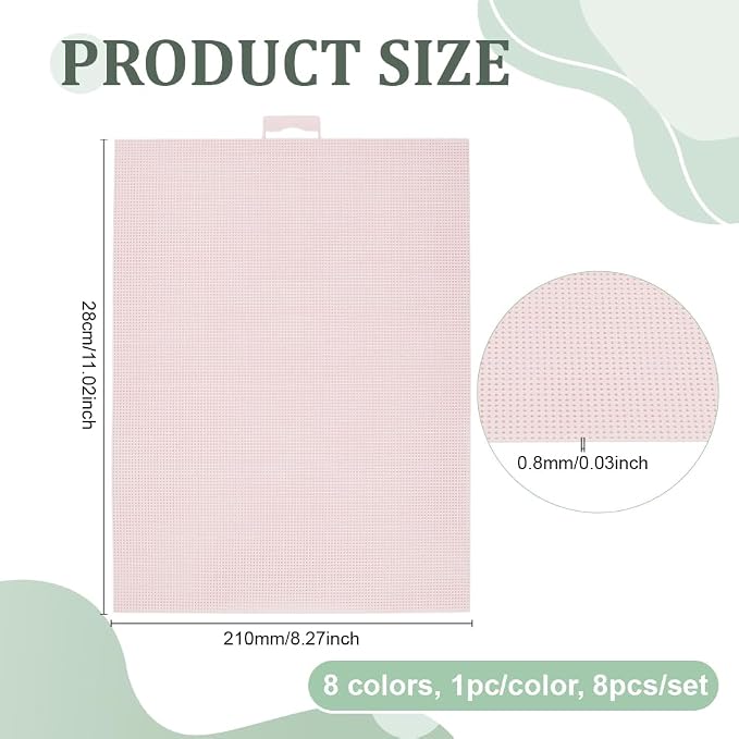 BENECREAT 8 Pcs 14 Count Plastic Canvas Sheets, 8 Colors Plastic Mesh Sheets - Image 2