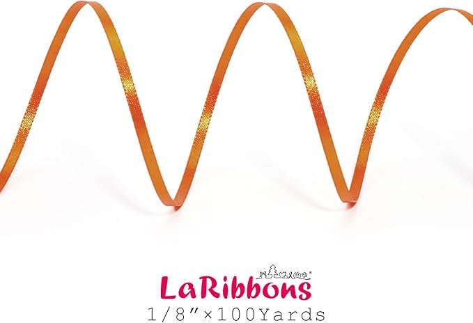 LaRibbons Orange Satin Ribbon 1/8 Inch 100 Yards Thin Luxury Double Faced - Image 5