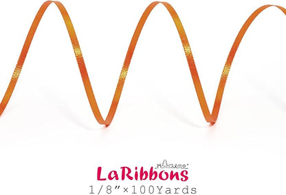 LaRibbons Orange Satin Ribbon 1/8 Inch 100 Yards Thin Luxury Double Faced - Image 5