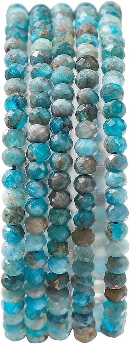 Natural Apatite Beads 4x2mm 120pcs Faceted Rondelle Loose Semi Gemstone Beads - Image 2
