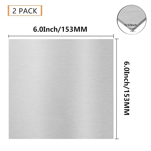 2Pack 6061 T651 Aluminum Sheet Metal 6 x 6 x 1/32 Inch Flat Plain Aluminum - Image 2