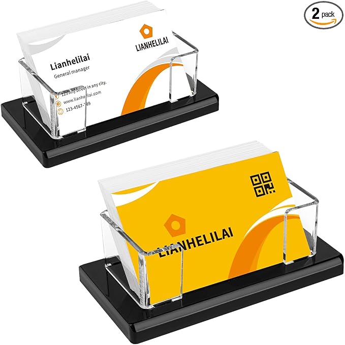 2Pack Acrylic Business Card Holder Black Enlarged Holds 120 Cards by LIANHELILAI