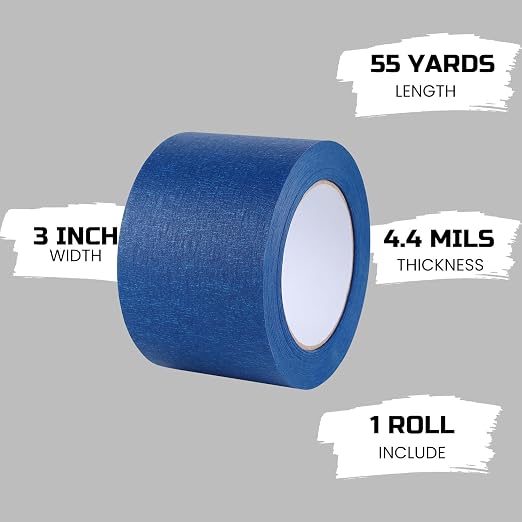 Lichamp Wide Masking Tape 3 inches, 1 Pack Blue Painters Tape Blue Masking Paper - Image 2