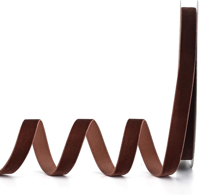 Coffee Velvet Ribbon, 5/8" W x 20Yd Single Face, Hair Bows, Handmade Craft and by Lemon+Park