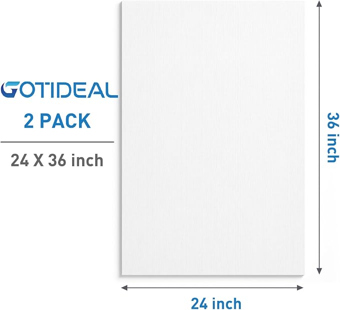 GOTIDEAL Stretched Canvases for Painting, 24x36" Inch Set of 2, Primed White - Image 2