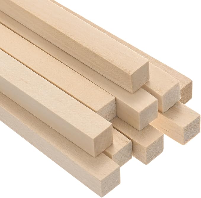 10-Pack Wood Square Dowel Rods, 25/64 x 6 Inch Unfinished Wooden Square Dowel by MMETERXITY