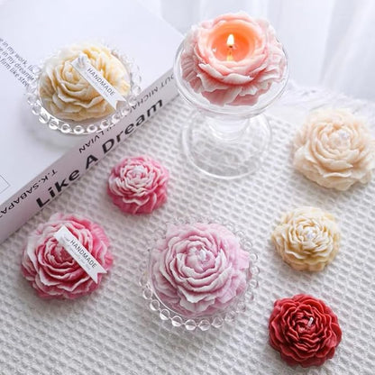 8Pcs Rose Flower Tulip Peony Heart Candle Soap Wax Mold Valentine Day Silicone - Image 6