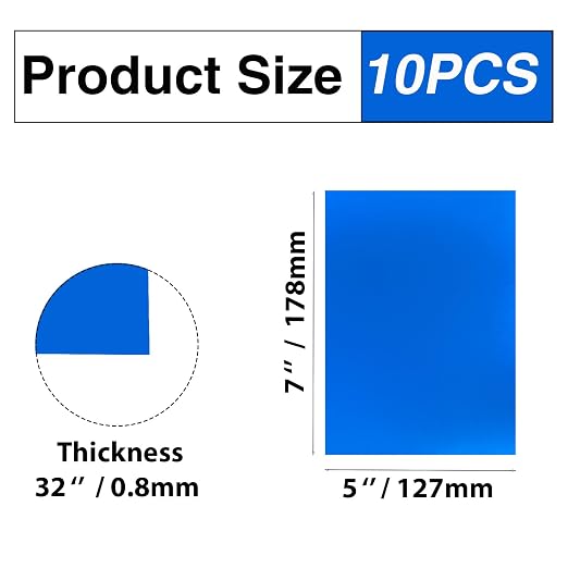 10Pcs Blue Anodized Aluminum Sheet 5" x 7" x 1/32" Corrosion-Resistant Metal - Image 2