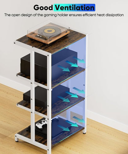 4-Tier Wooden Media Stand, AV Media Stand Corner Shelf - Image 3