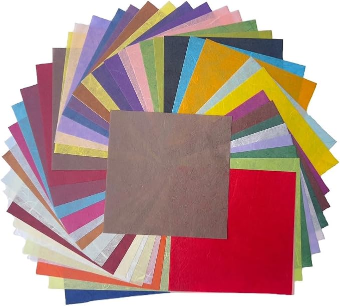 50 Colors 50 Sheets 6 x 6 Inches Natural Fiber Mulberry Tree Square Origami by DUONGJAISBRAND