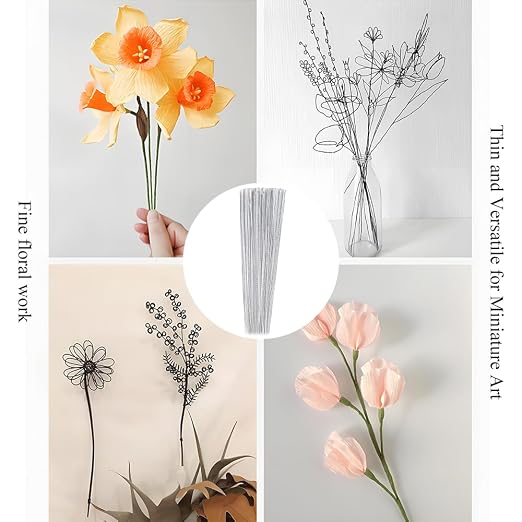 HAHIYO 20Gauge White Paper-Wrapped Metal Floral Wire 14 Inches, 70 Pack - Image 5
